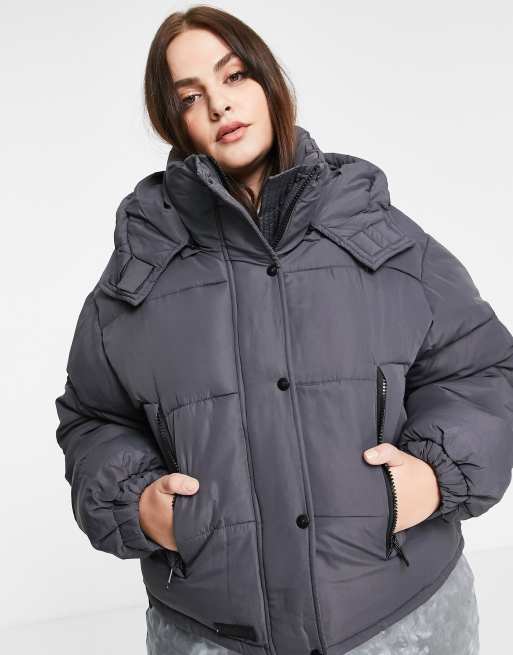 Sixth June Plus cropped oversized puffer jacket