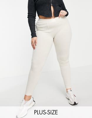 Plus gerippte Leggings mit hohem Bund