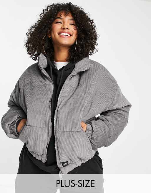 Sixth June Plus – Grå kort pufferjacka i oversize