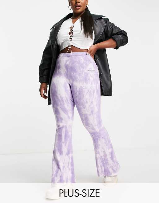 Sixth June Plus high waisted flare pants in lilac tie dye (part of a set)