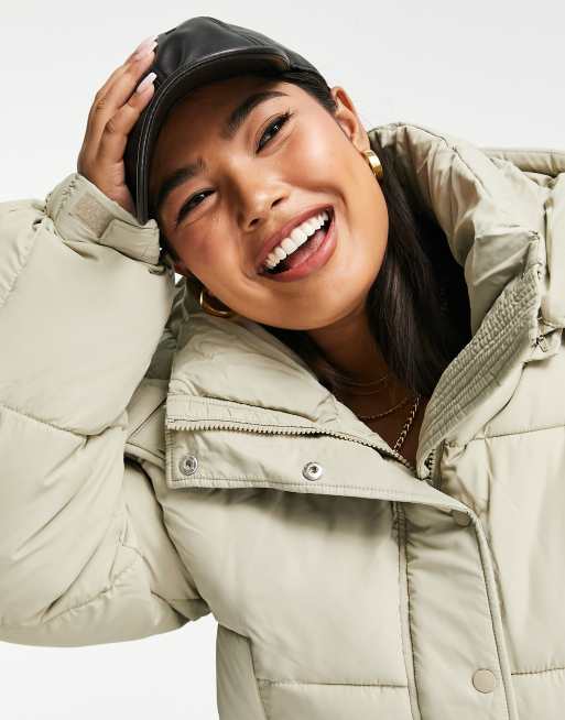 Sixth June Plus oversized cropped hooded puffer coat