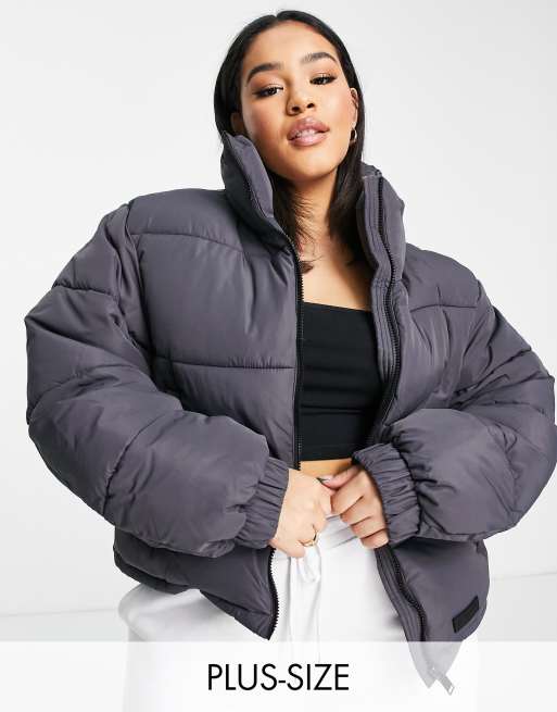 Plus size cheap cropped puffer jacket