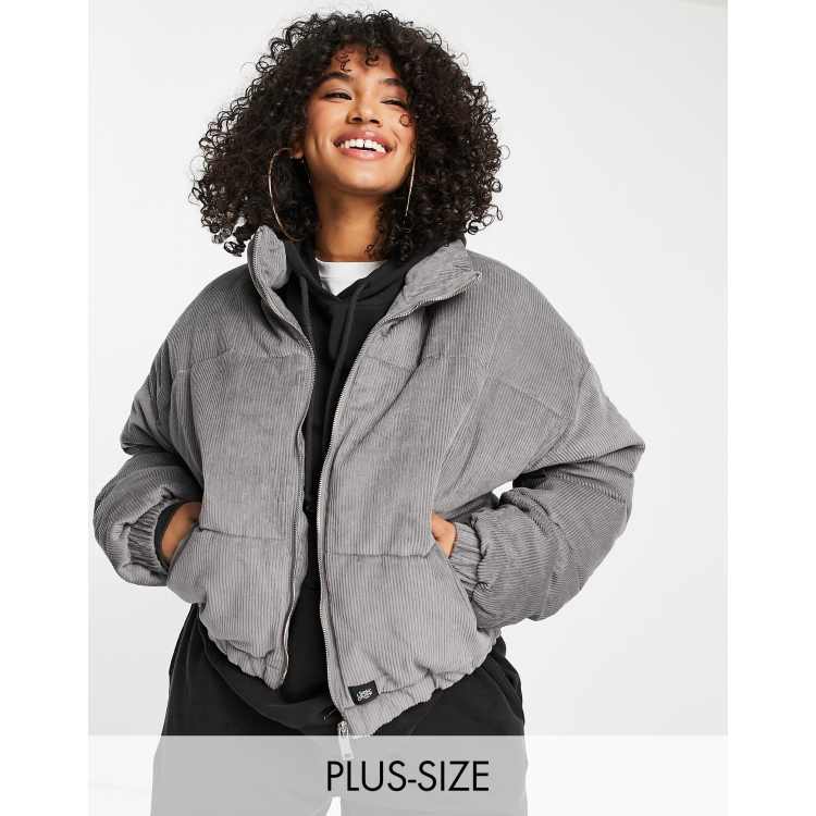Uo blue corduroy discount cropped puffer jacket