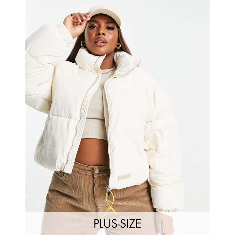 Beige puffer hot sale jacket cropped