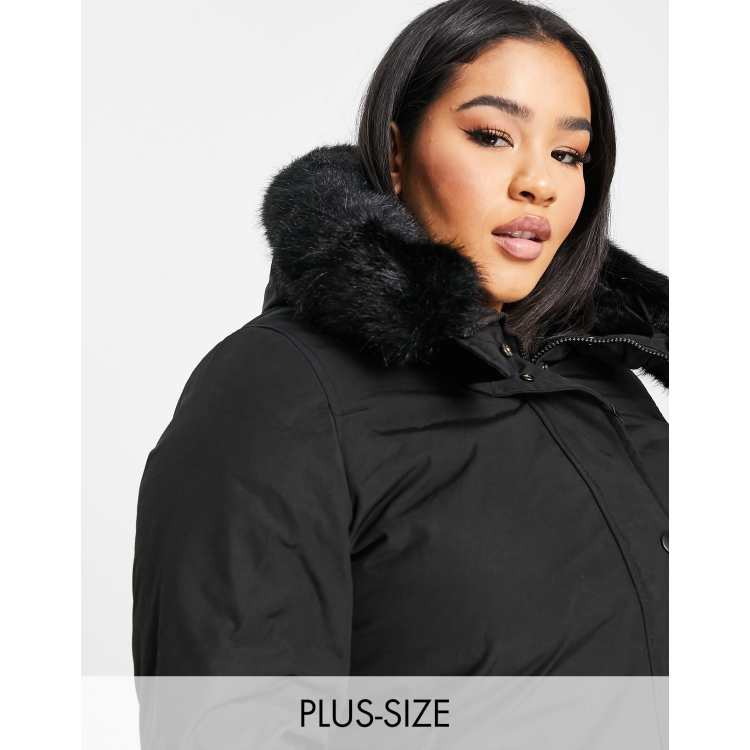 Sixth June Plus oversized longline parka with faux fur hood | ASOS