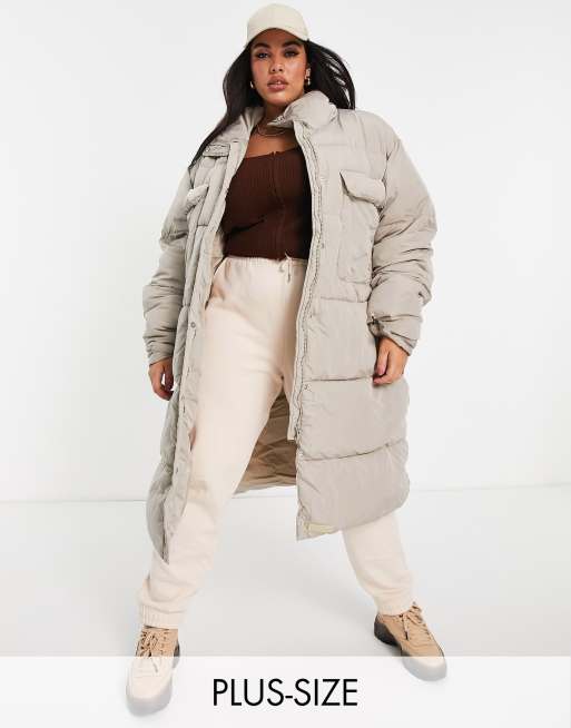 Plus Size Longline Puffer Jacket