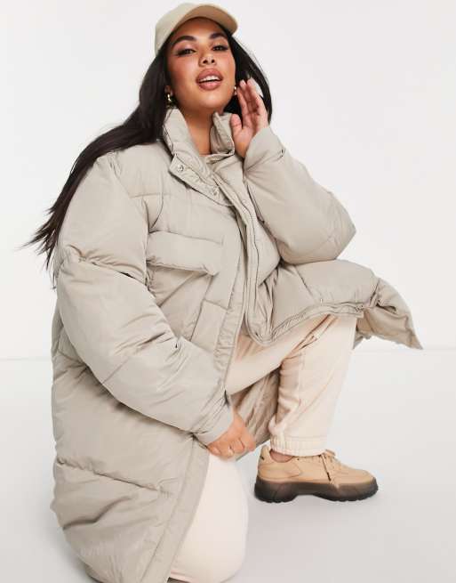 Plus Size Longline Puffer Jacket