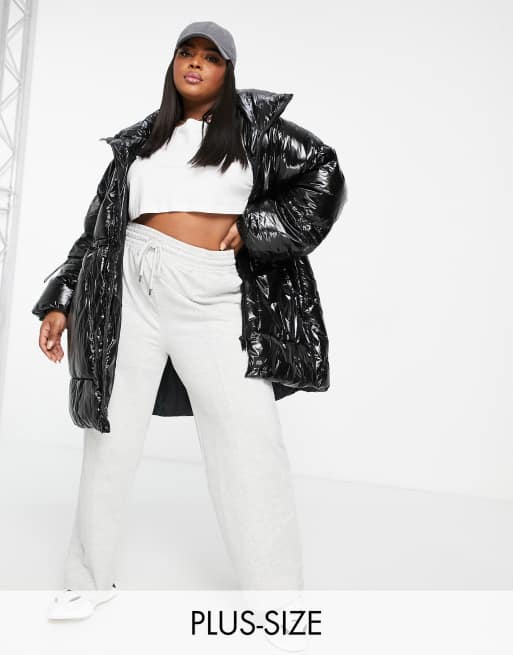 Plus size vinyl puffer hot sale jacket