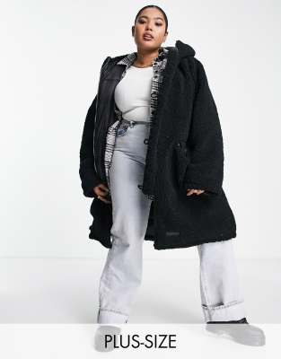 Sixth June Plus oversized reversible longline puffer coat with sherpa lining - ASOS Price Checker
