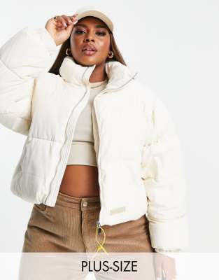 Sixth June Plus oversized cropped puffer jacket in off white - ASOS Price Checker