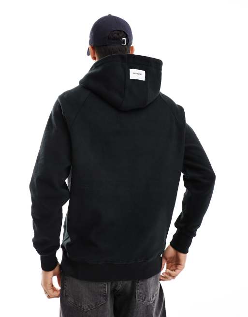 New Look relaxed fisherman knitted hoodie in light gray