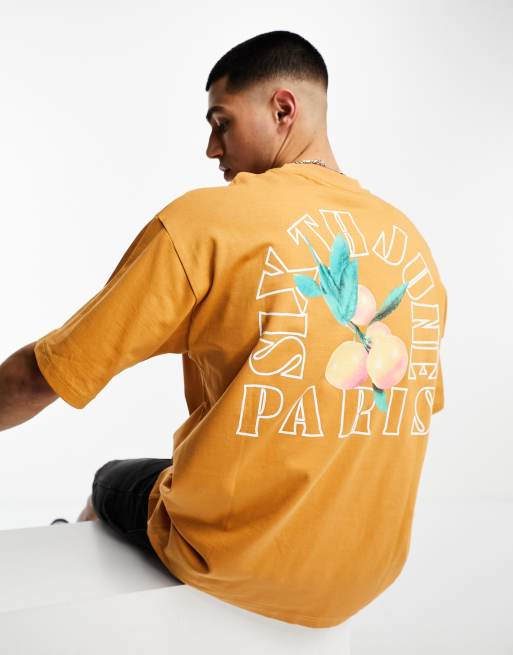 Sixth June – Pomarańczowy T-shirt z nadrukiem z motywem owoców na plecach