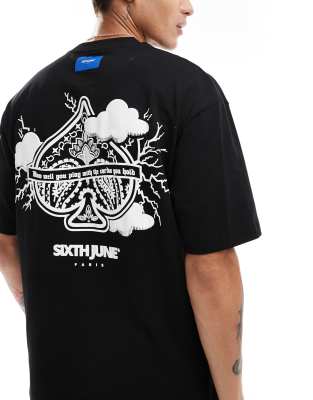 Sixth June Sixth June printed back motif oversized t-shirt in black
