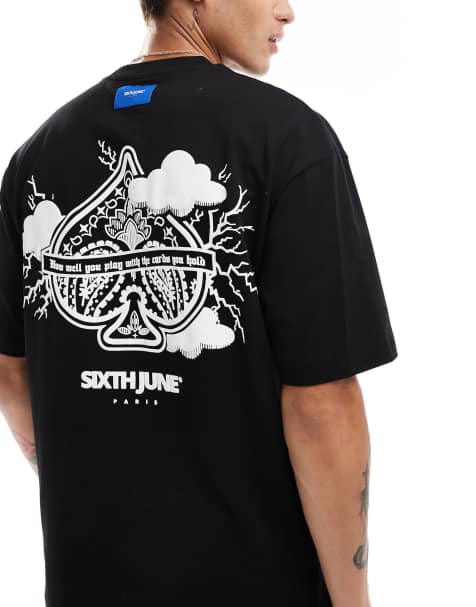 Sixth June printed back motif oversized t-shirt in black - view 1