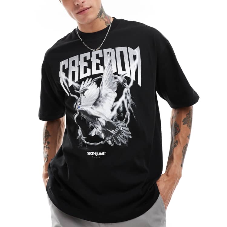Tシャツ・カットソー ANAMNESIS PRINT LOGO T-SHIRT Sixth June printed design T-shirt in black | ASOS