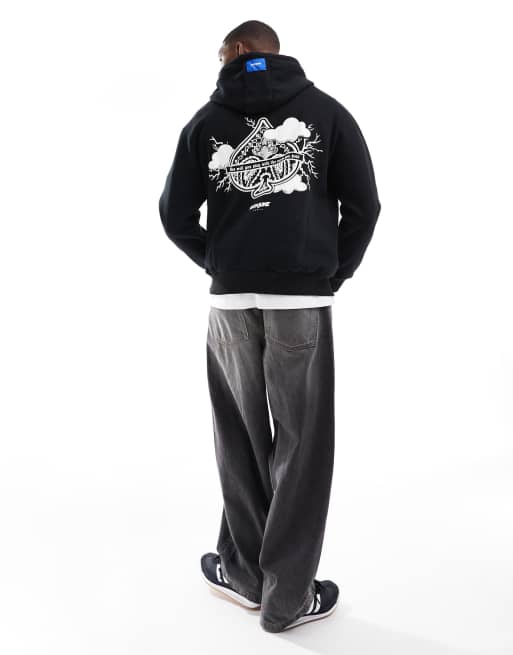 Sixth June printed motif hoodie in black