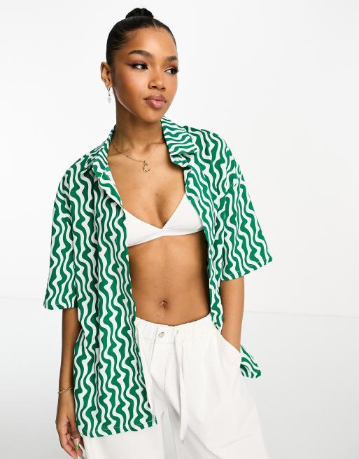 Sixth June printed shirt with open detail back in green (part of a set)