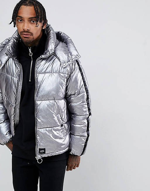 Sixth June puffer jacket in silver | ASOS