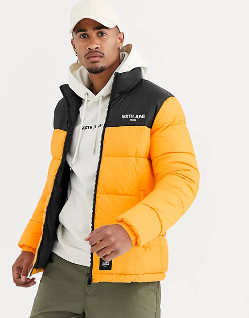 Sixth June puffer jacket with yellow panel | ASOS