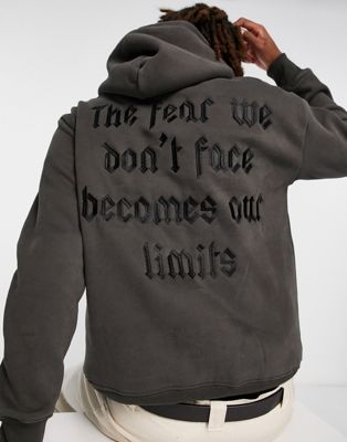 Sixth June quote embroidered hoodie in black