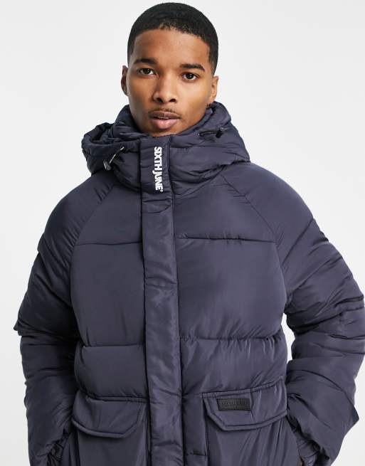 Sixth June raglan sleeve padded jacket in dark gray | ASOS