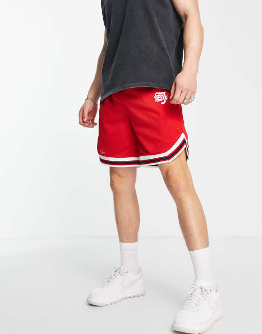 Sixth June - Røde basketballshorts i mesh med gotisk print - Del af sæt