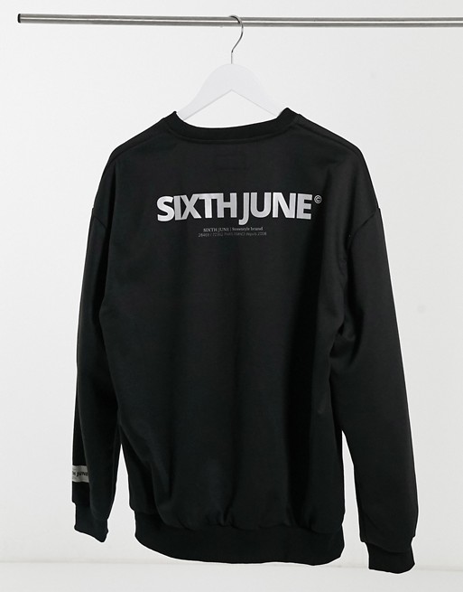Sixth June reflective logo back sweatshirt in black