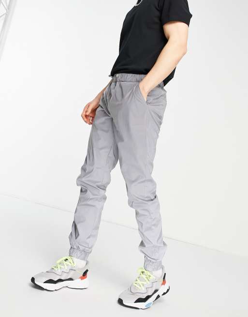 Grey reflective cheap elasticated joggers