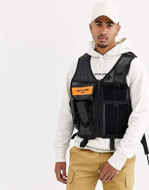 Sixth June reflective utility singlet with black mesh overlay