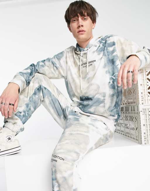 Sixth June regular fit limited edition tie dye hoodie co-ord in beige