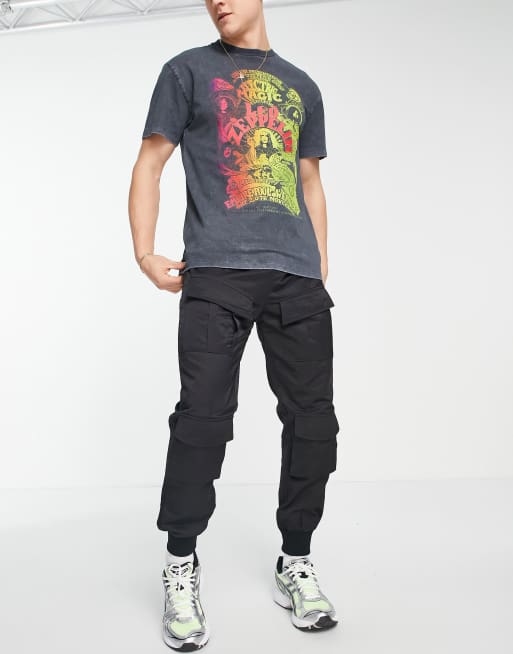 Sixth June regular fit utilitary cargo pants in black