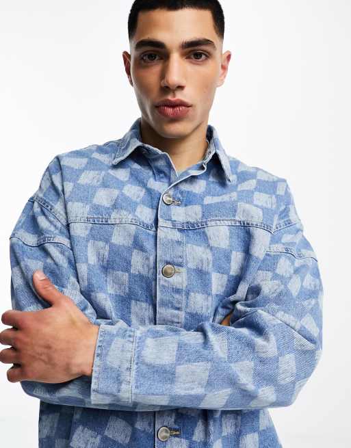 Checkerboard jean outlet jacket