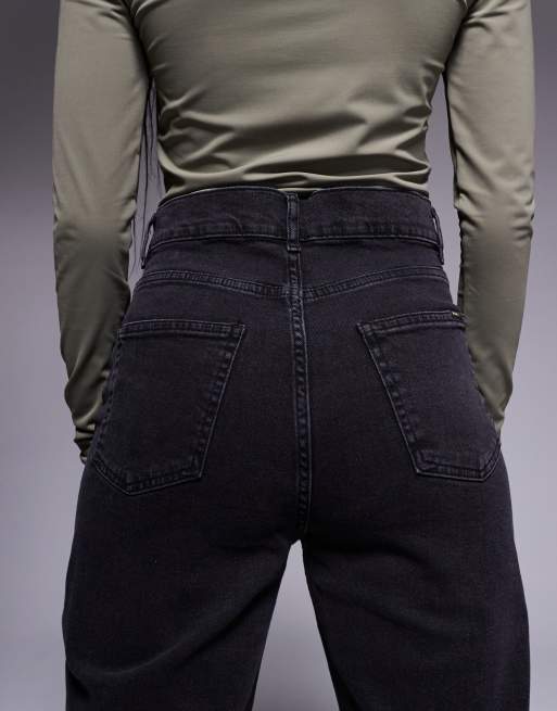 Sixth June relaxed low waist denim jeans with frayed hem in black