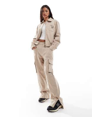 relaxed pants in beige - part of a set-Neutral