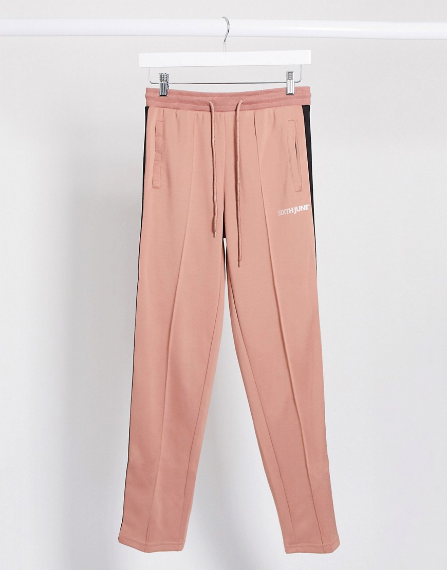 Sixth June relaxed sweatpants with side taping-Pink