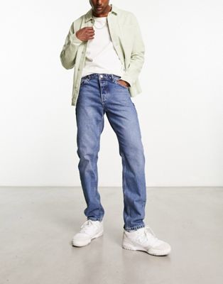 Sixth June Relaxed Tapered Fit Jeans In Blue Wash