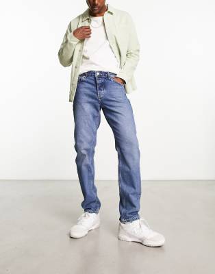 Sixth June Relaxed Tapered Fit Jeans In Blue Wash