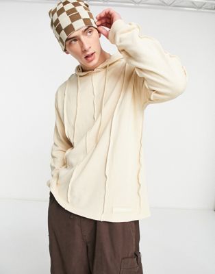 Sixth June reverse seamed hoodie in beige - ASOS Price Checker