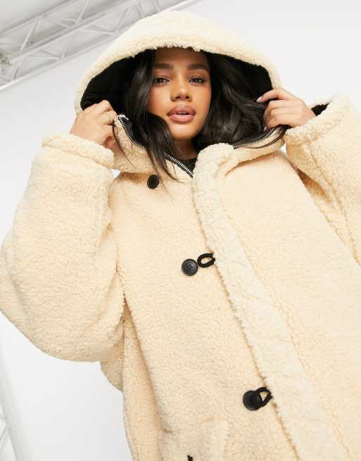 Reversable Oversized Teddy Hooded Jacket Womens