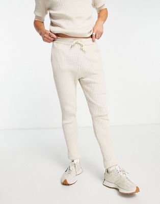Sixth June rib knitted pants in beige