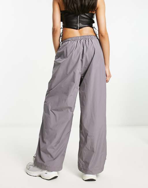 Sixth June ripstop parachute pants with back pocket embroidery in gray