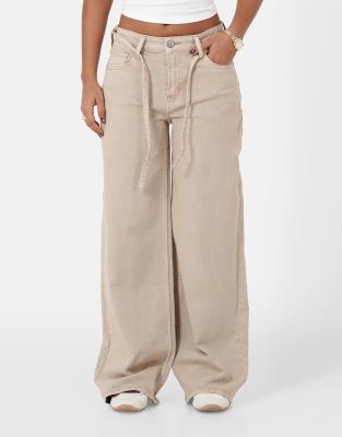 Sixth June - Rope - Weite Jeans in Braun-Neutral