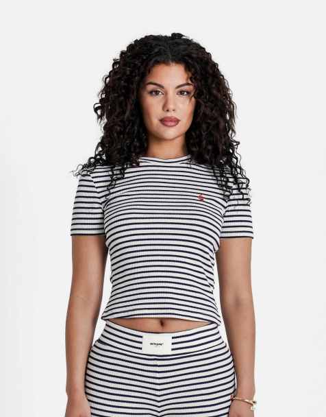 Sixth June - Sailor - Top côtelé à manches courtes - Bleu marine - view 1