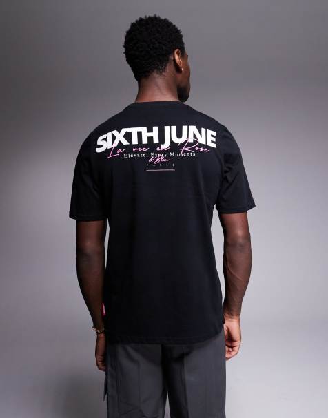 Sixth June script logo back print t-shirt in black - view 1
