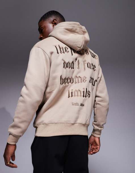 Sixth June script text back print hoodie in cream - view 1