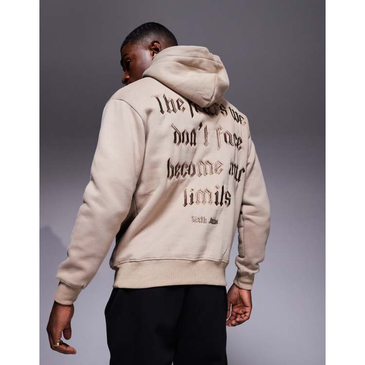 Sixth June script text back print hoodie in cream | ASOS