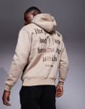 [Sixth June] Sixth June script text back print hoodie in cream-White L CREAM