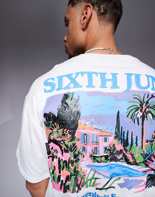 Sixth June serenity motif back print t-shirt in white | ASOS