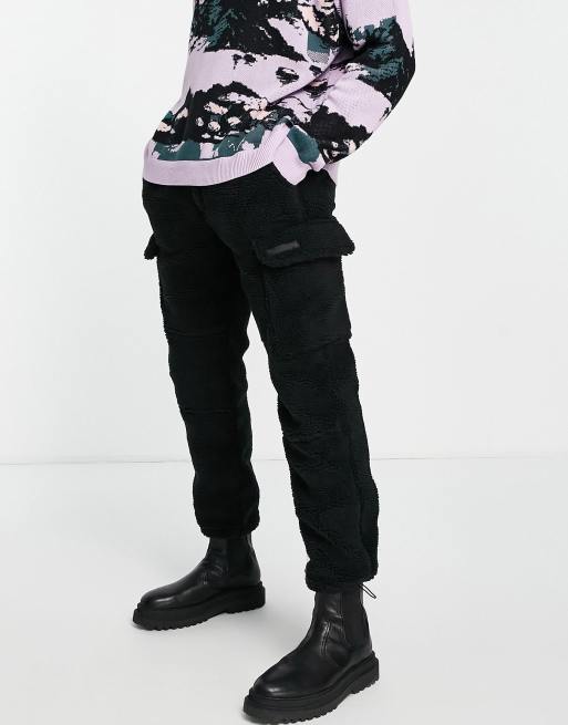 Sixth June sherpa cargo trousers in black