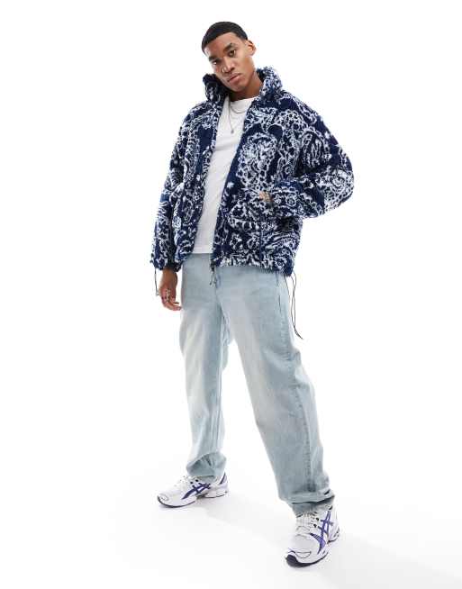 Sixth June - Sherpa jack met paisley motief in marineblauw
